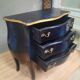 Commode de style Louis XV  laquée  bleu/noir
