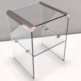 Tempered Glass and Steel Etagere by Gallotti & Radice with a Shelf