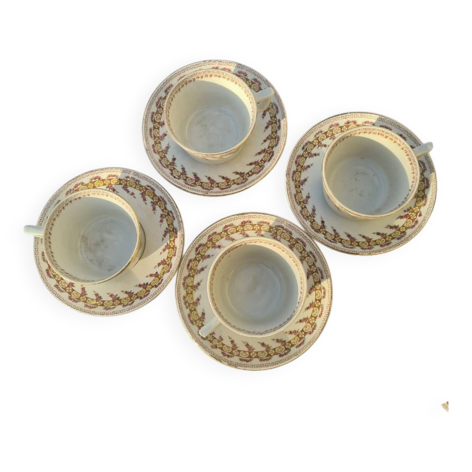 Gien opaque porcelain cups from the early 20th century