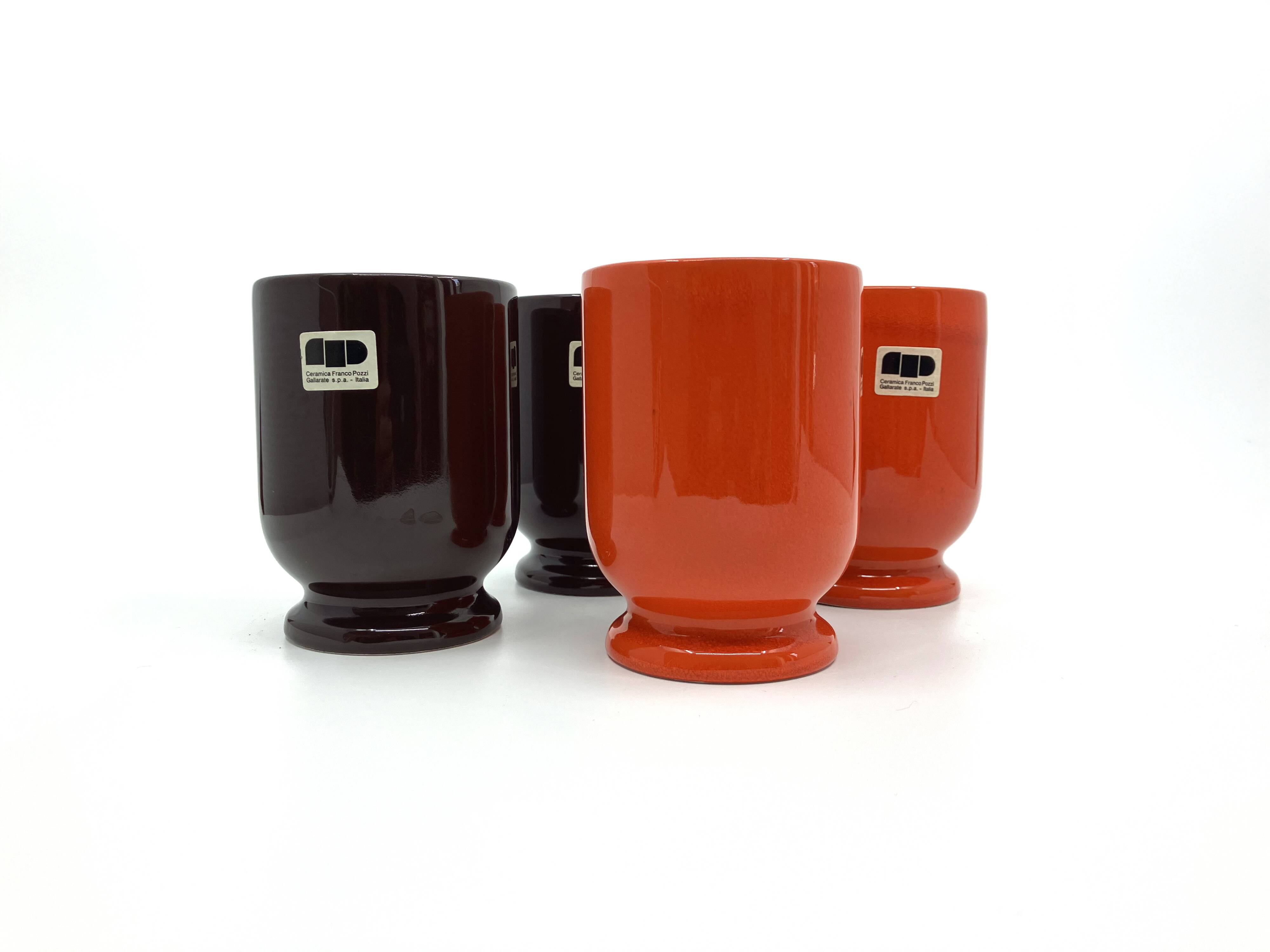 4 Franco Pozzi glasses/mazagrans • Bistrot series by Ambroglio Pozzi • 1970