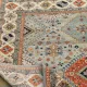 Modern Hand-Knotted Wool Area Rug for Living Room, Blue Geometric Medallion Design Carpet