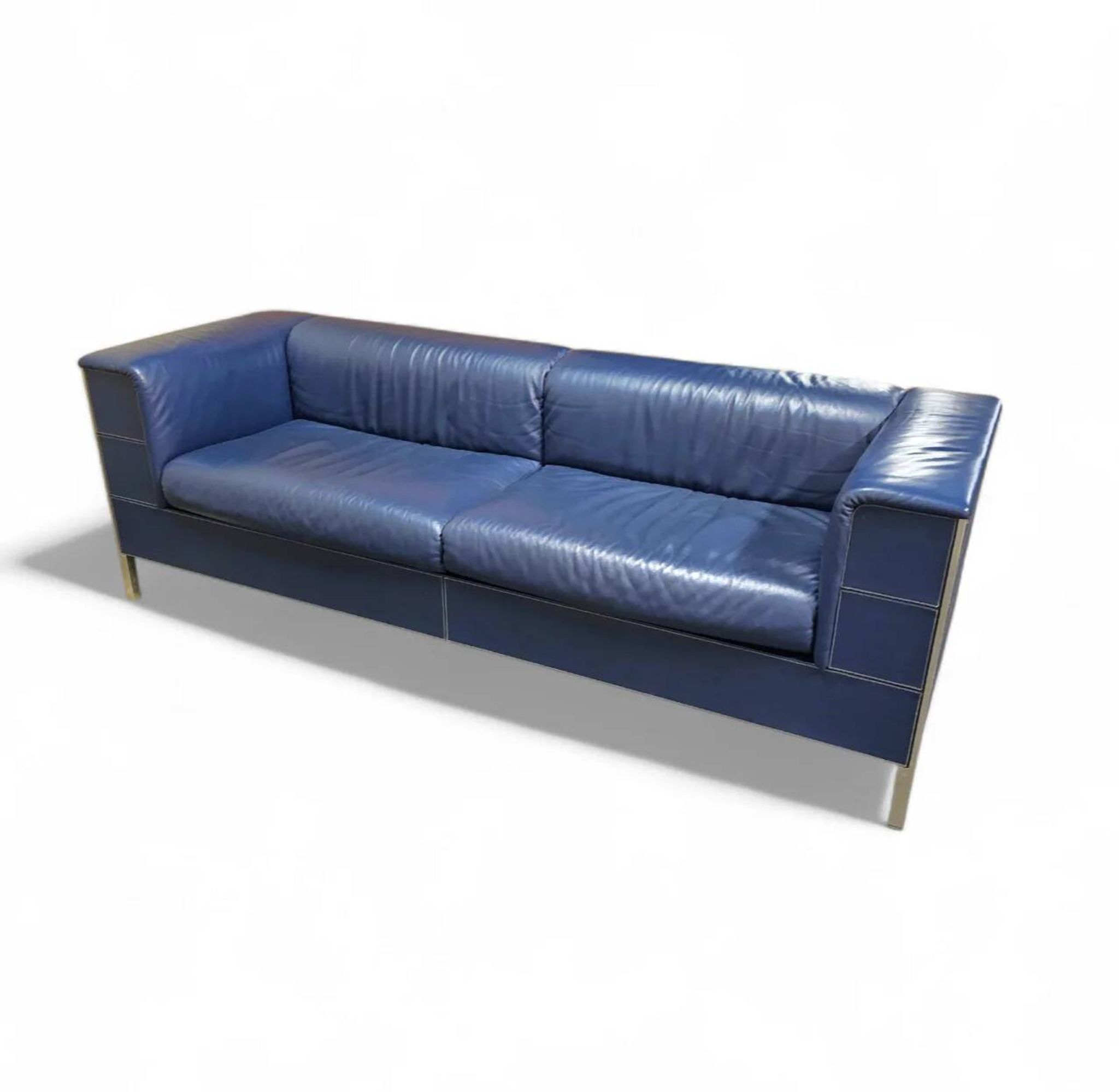Poltrona Frau set / dark blue leather / Talus / sofa - chairs - / 3 seater / 2 x lounge chair