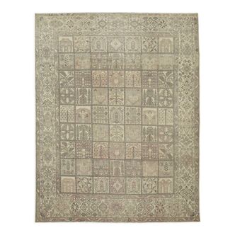 Handmade oriental 1980s 303 cm x 368 cm beige wool carpet