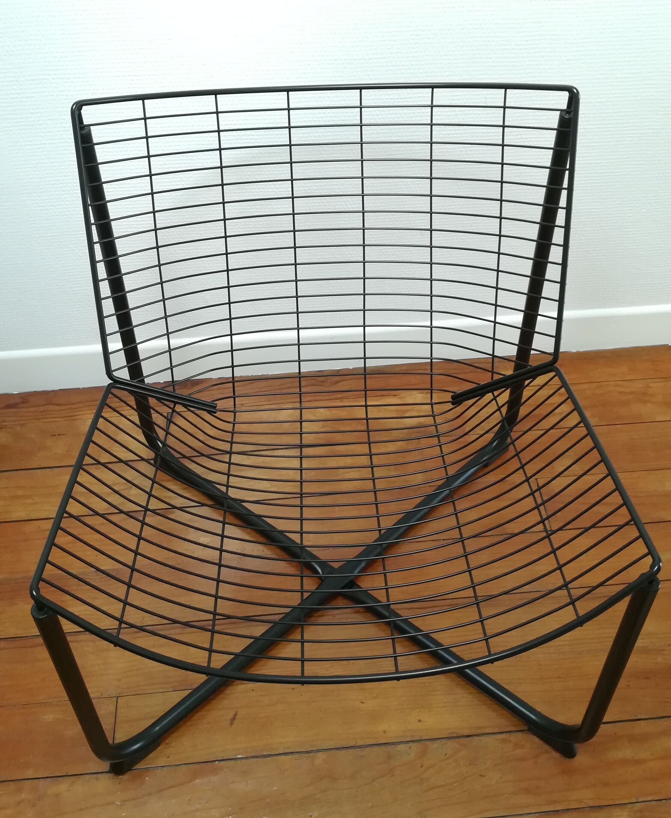 Black metal armchair design by Niels Gammelgard, new edition Ikea