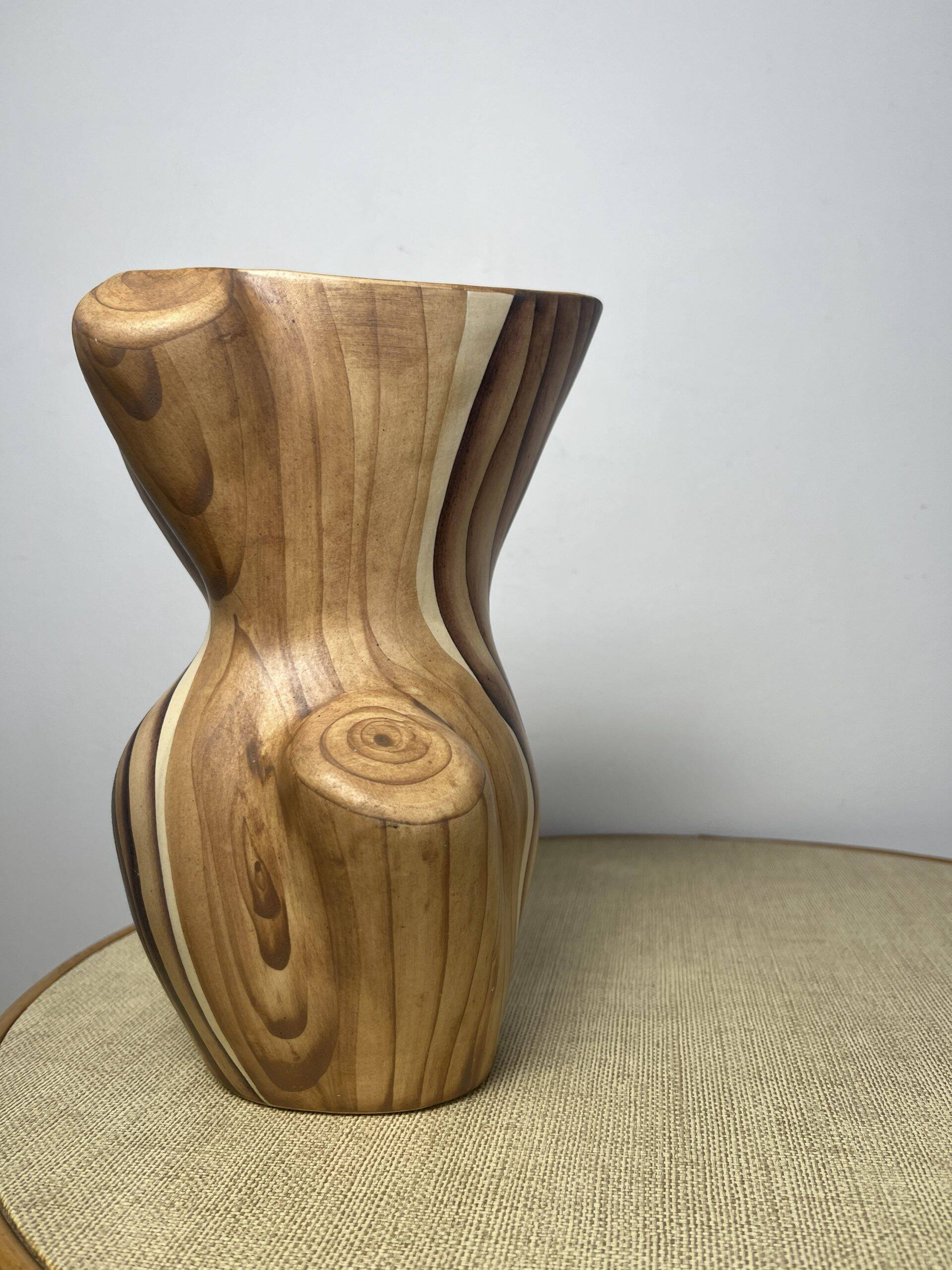 Ceramic vase in wood style by Grandjean Jourdan in Vallauris