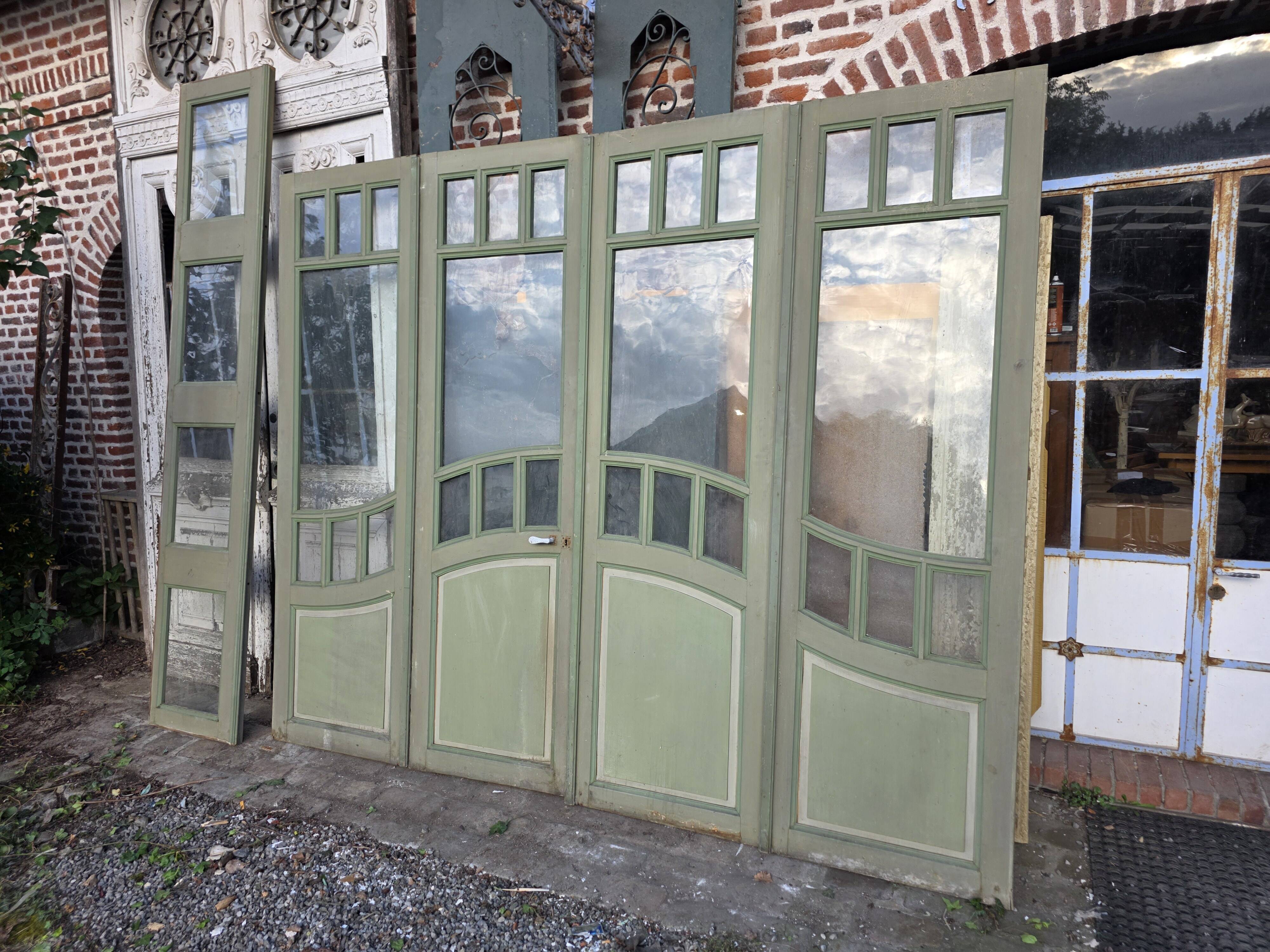 4 Art Nouveau partition doors + transom