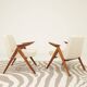 Fauteuils MID century chaise longue vintage en écru lot de 2 fauteuils