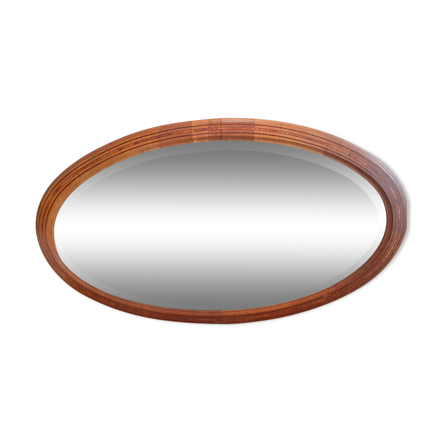 Oval wooden mirror and marquetry nets 1930