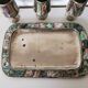 digestive service, glass and tray in silver metal Mexican abalone