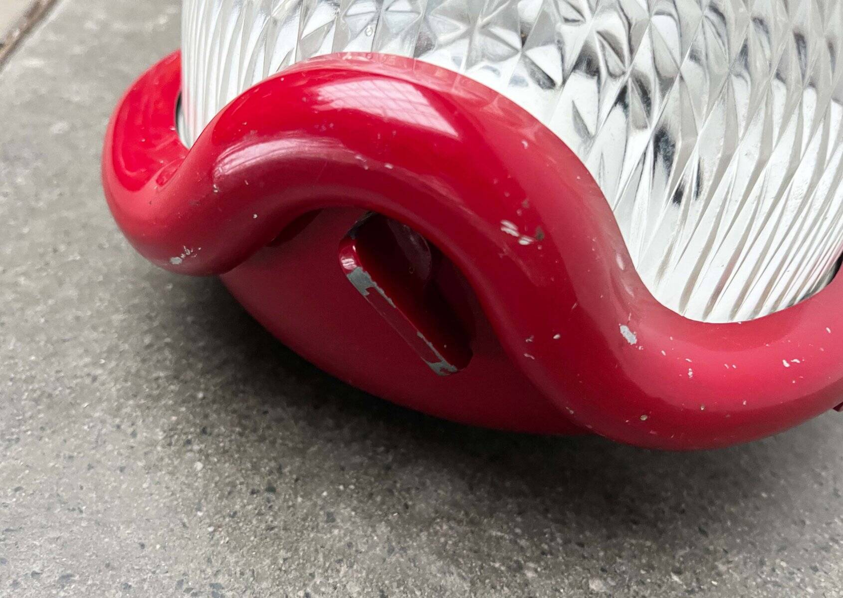 Red Walnut Floor Lamp Model by Achille Castiglioni for Flos, 1970s Mid-Century Modern Italy