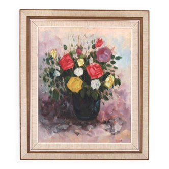 Original European Oil on Canvas – “Vase” – Signed Willack – Vintage