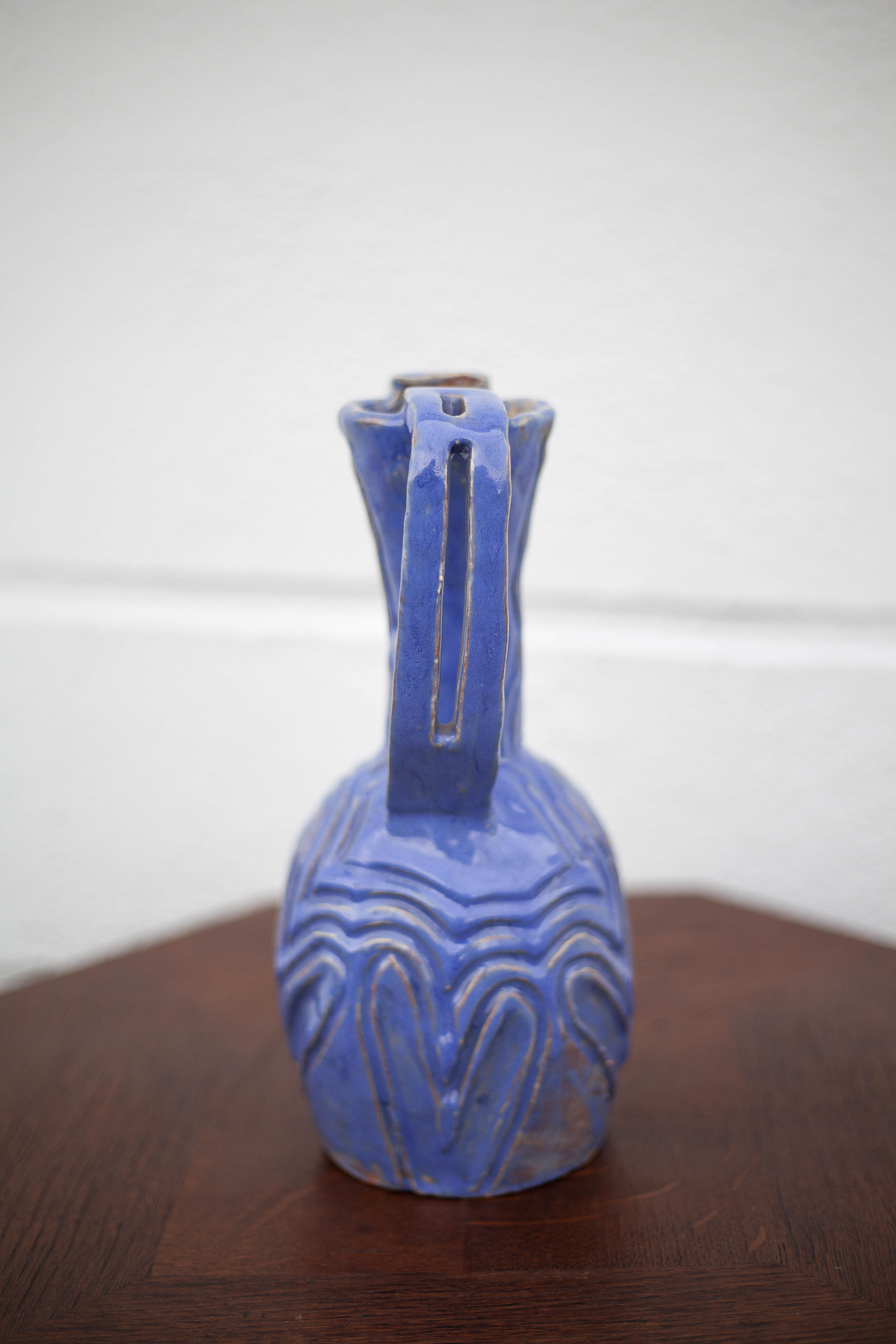 Vase in brutalist blue glazed terracotta 70