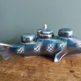 Salière poivrier moutardier zoomorphe, poisson en porcelaine