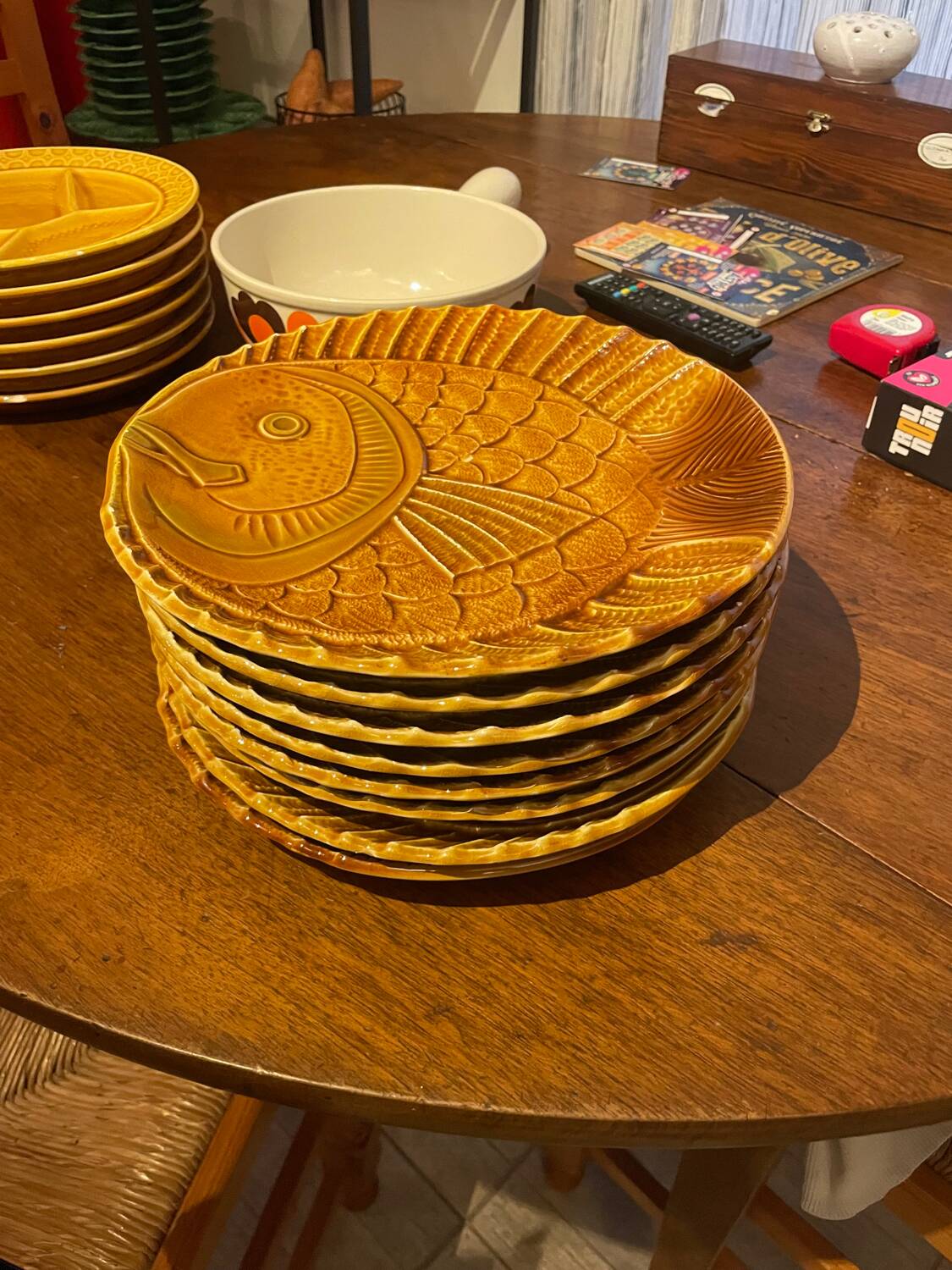 Set of 8 vintage Sarreguemines fish plates – 1960s/70s