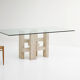 Travertine dining table by Willy Ballez
