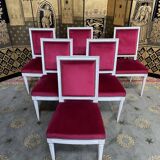 Suite of 6 louis XVI style chairs red velvet