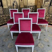 Suite of 6 louis XVI style chairs red velvet