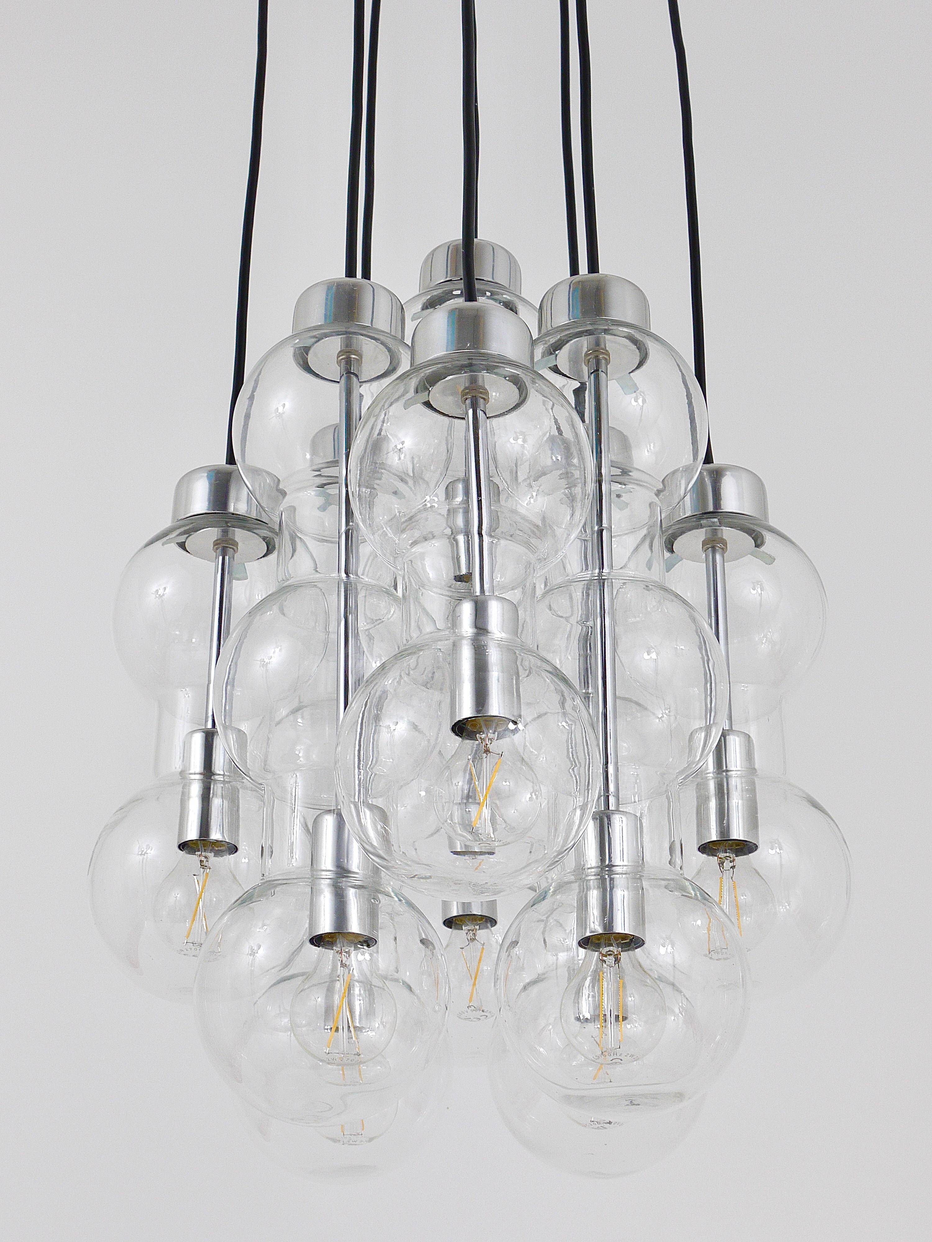 Impressive cascading hourglass chandelier Doria, Space Age, Germany, 1960s.