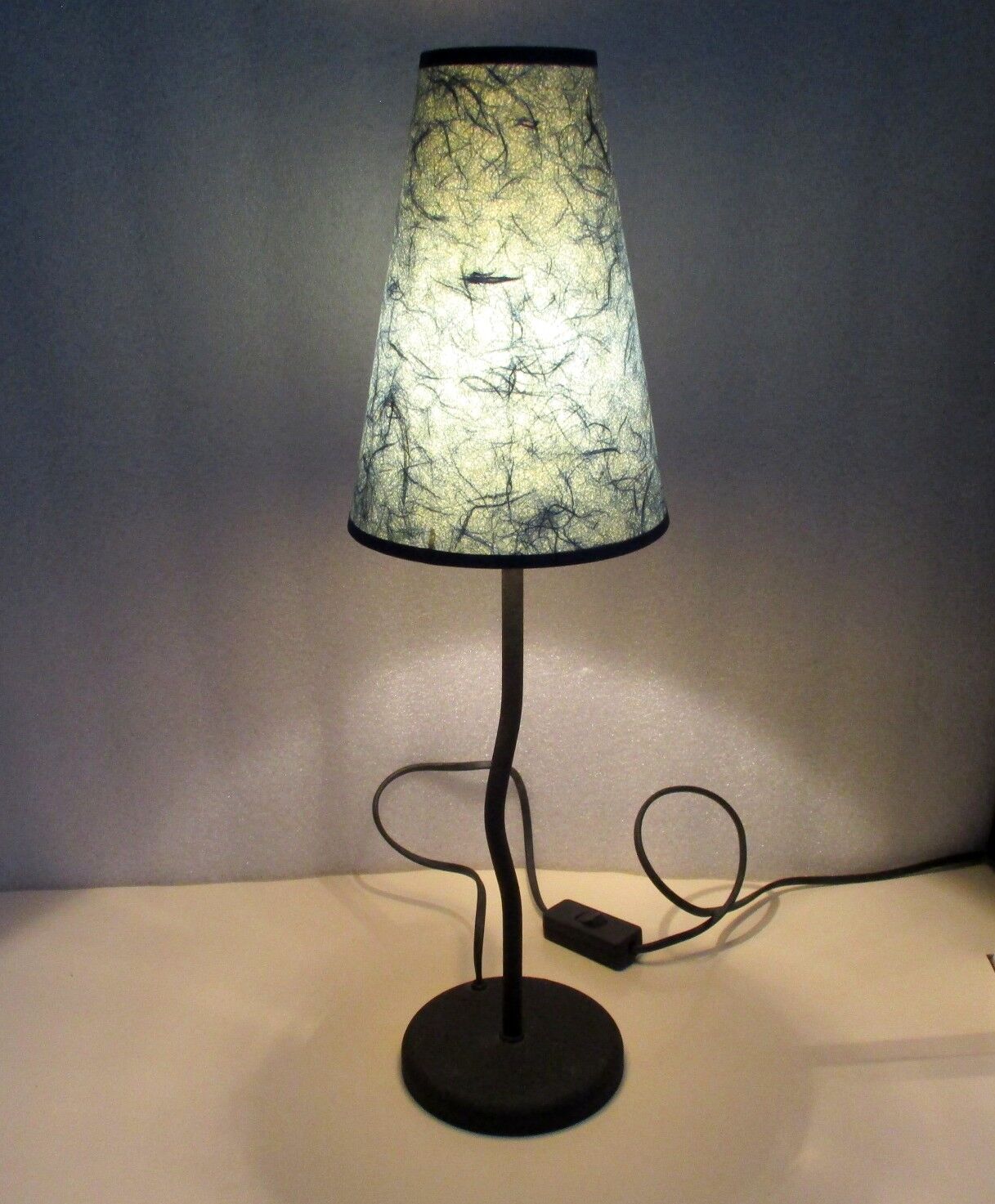 Table lamp, wrought iron, curved foot
