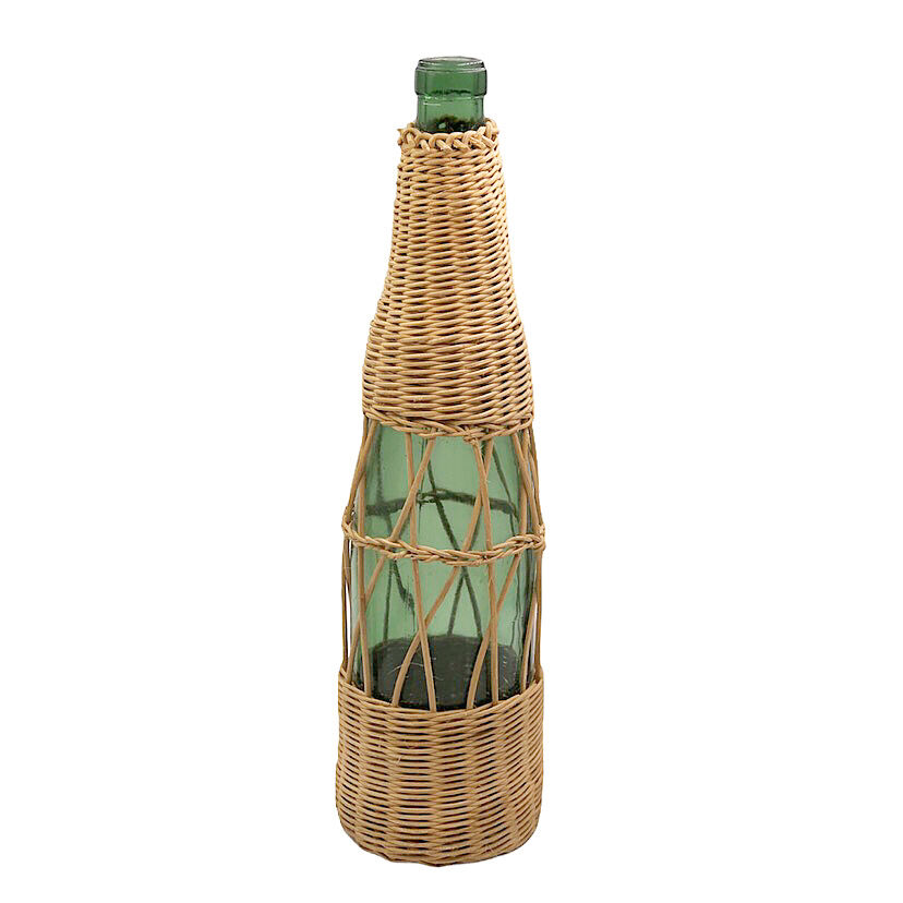 Two vintage bottles with wicker