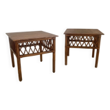 Pair of vintage rattan bedside tables
