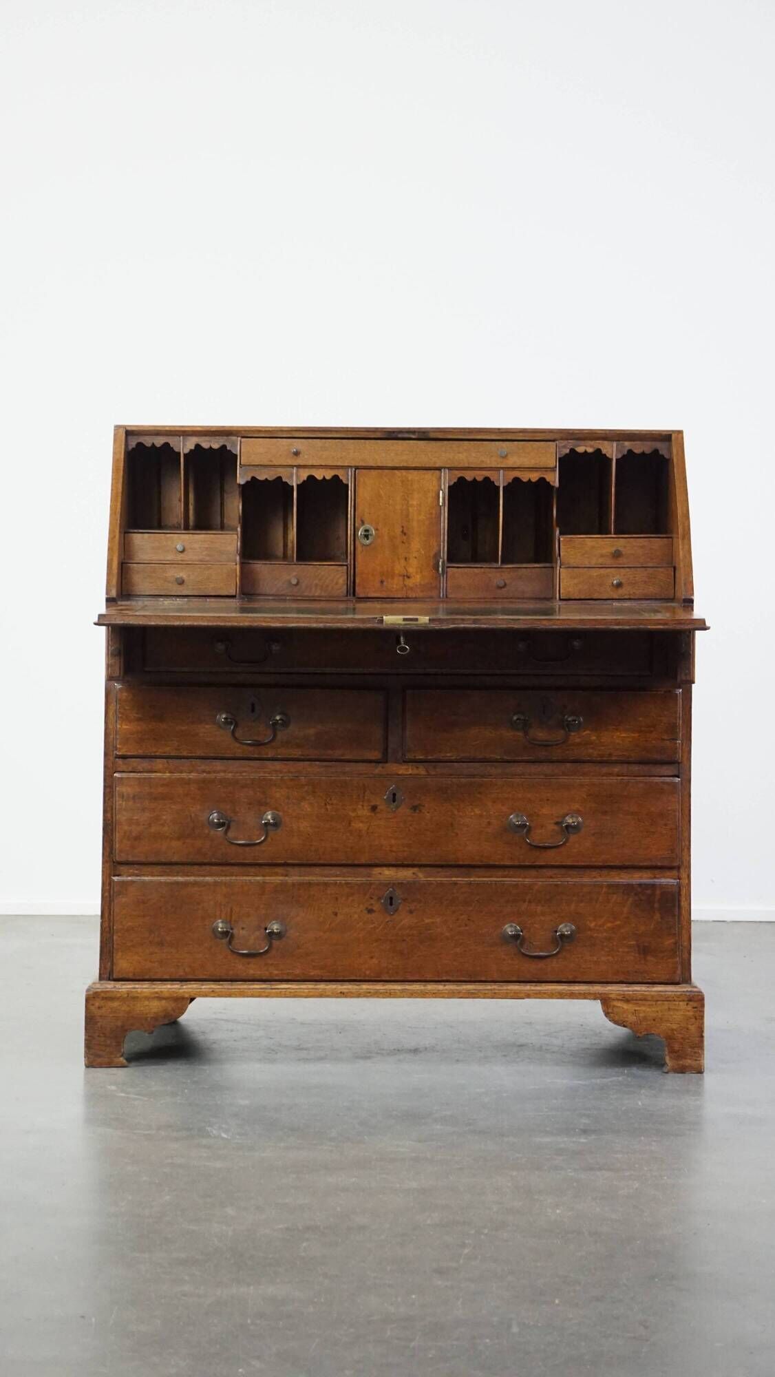 Large antique English oak secretaire from the 18th century