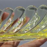 Ancien ravier porte peigne en cristal signe baccarat modele bambou tors jaune