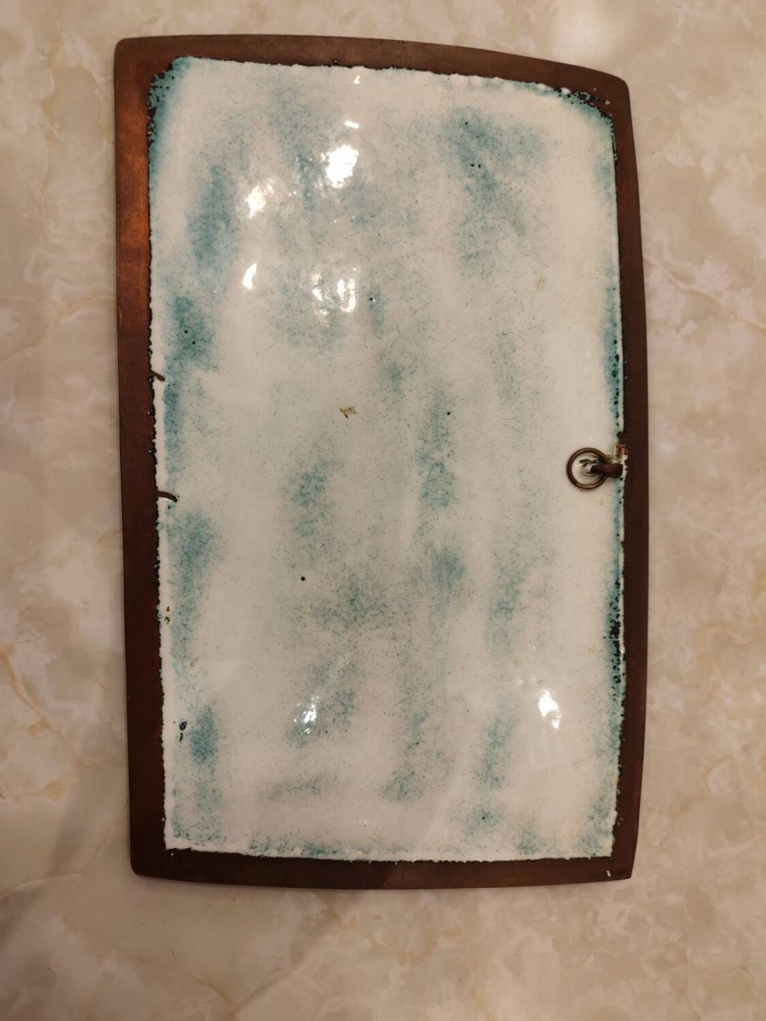 Isaac Lane Muse, brass and enamel plaque.