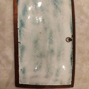 Isaac Lane Muse, brass and enamel plaque.
