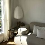 Coffee table in brass and green marble