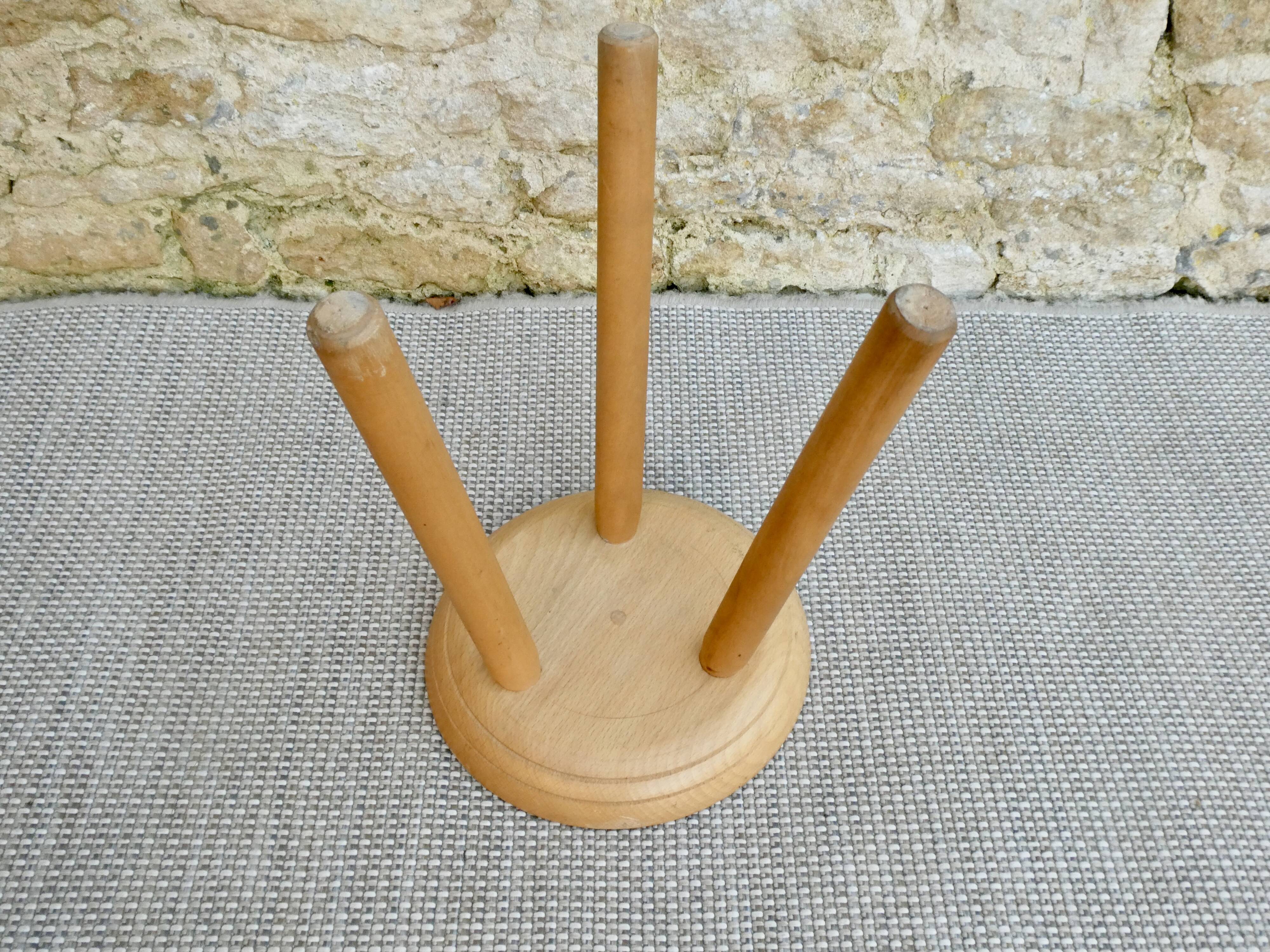 Tripod stool in light wood, 60s