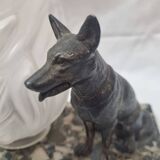 Art Deco marble dog lamp