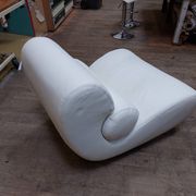 White leather swivel comma armchair by roche bobois - 80s