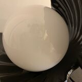 Black ceramic shell lamp and white opaline