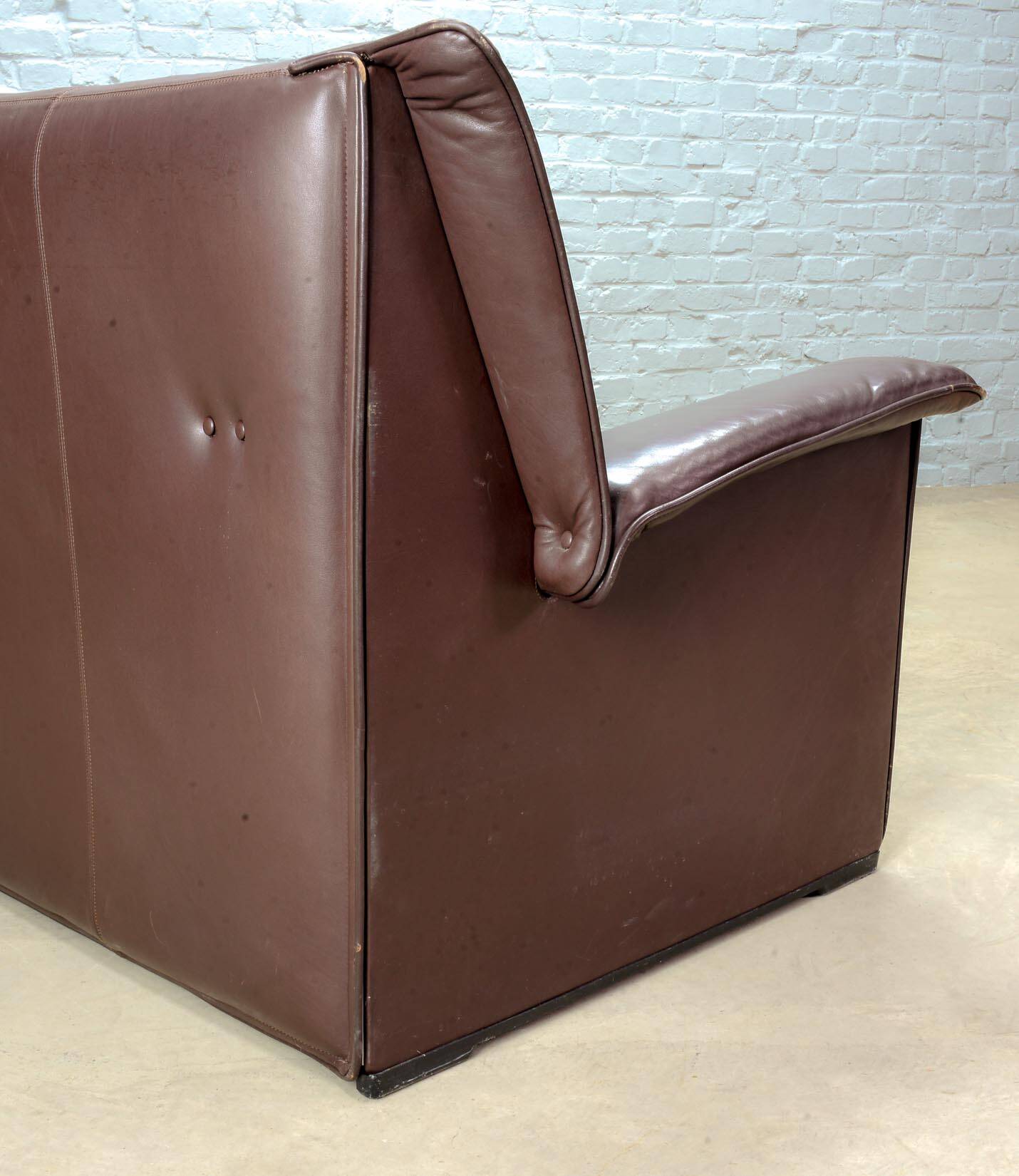 Afra and Tobia Scarpa for B&B Italia Chocolate Brown Leather Two Seat Sofas