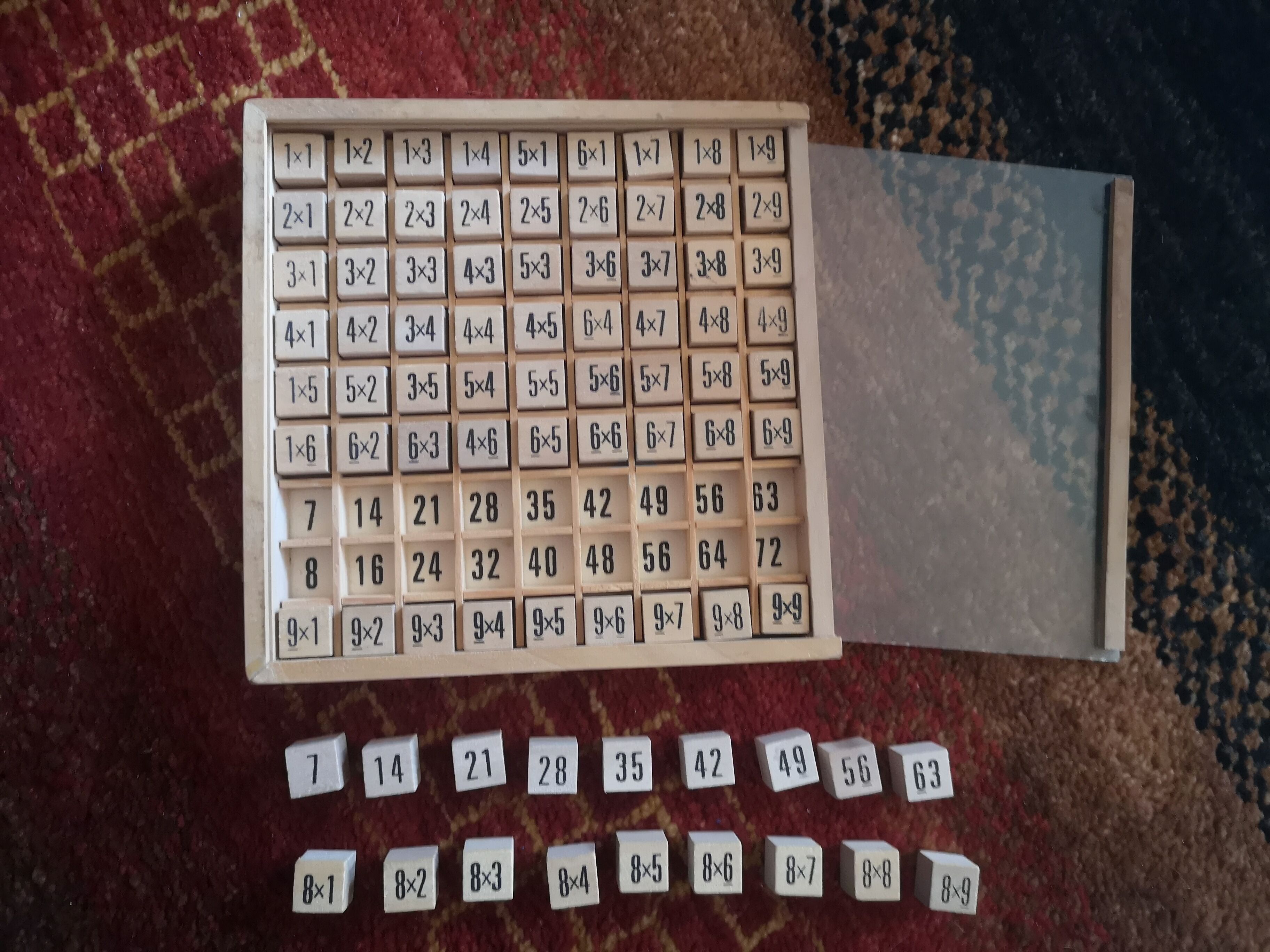 Wooden multiplication table game