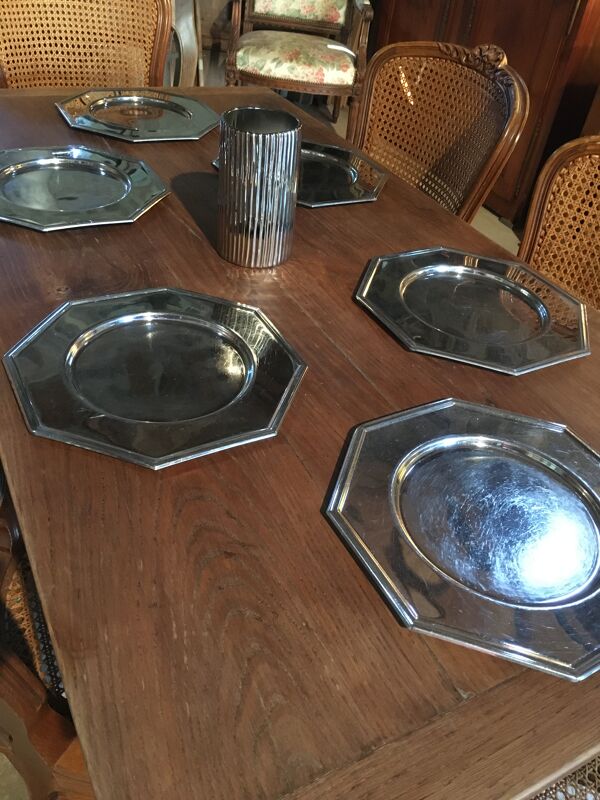 Lot de 10 assiettes de présentation octogonal inox