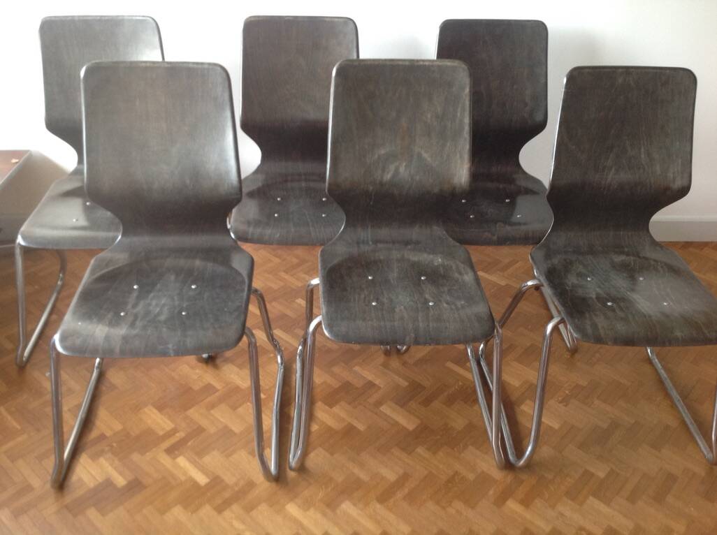 Six vintage Pagholz (or pagwood) Flötotto chairs (high back)