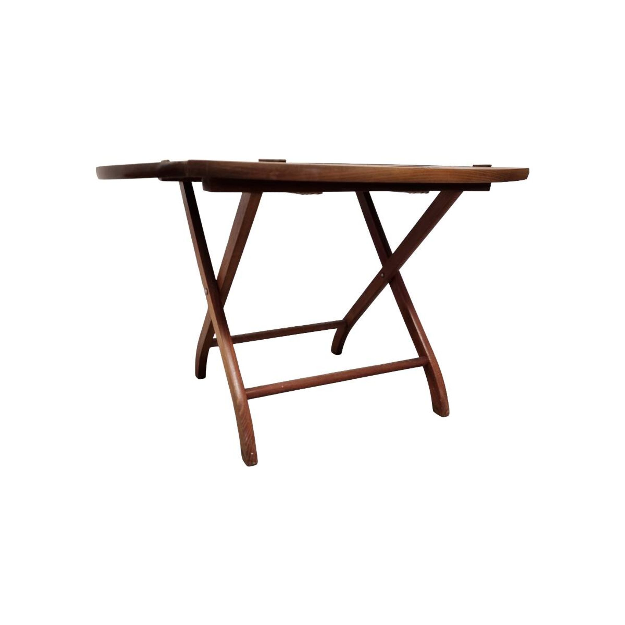 Table basse vintage en acajou avec plateau, années 1970