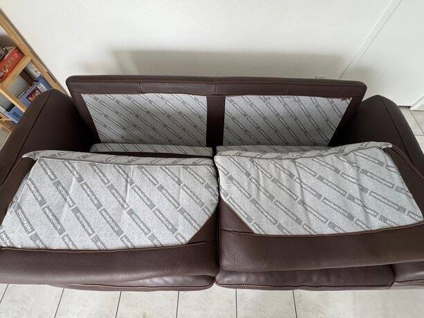 Canapé Roche Bobois cuir véritable marron – 3 places – Très bon état