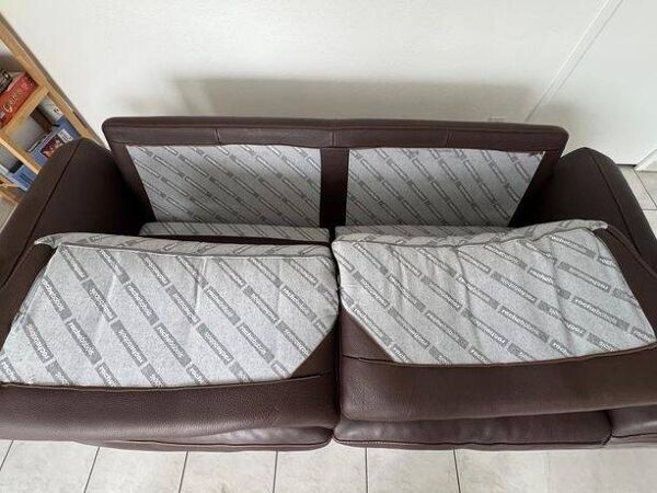 Canapé Roche Bobois cuir véritable marron – 3 places – Très bon état