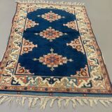 Vieux tapis turc kazak 140x96 cm vintage, rouge et bleu