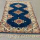 Old turkish kazak rug 140x96 cm vintage carpet, red and blue
