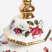 Large hand-painted ceramic vase with roses, sweet box, 20th century, Belgium, 1960s.