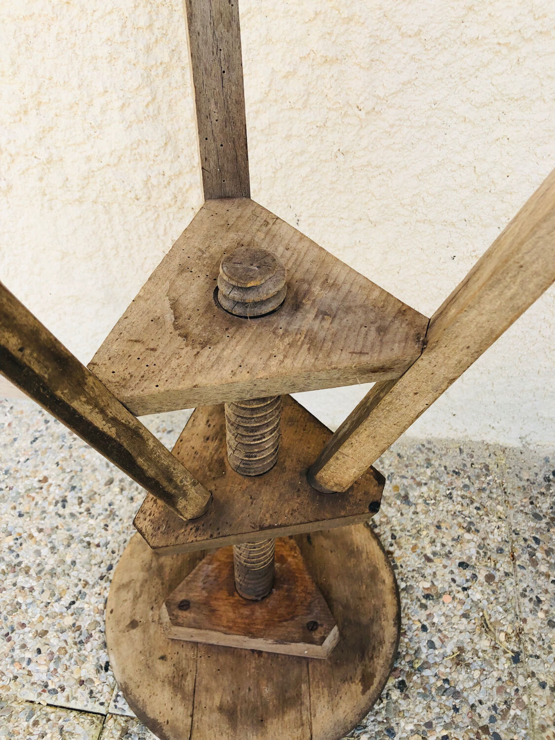 Vintage wood workshop stool