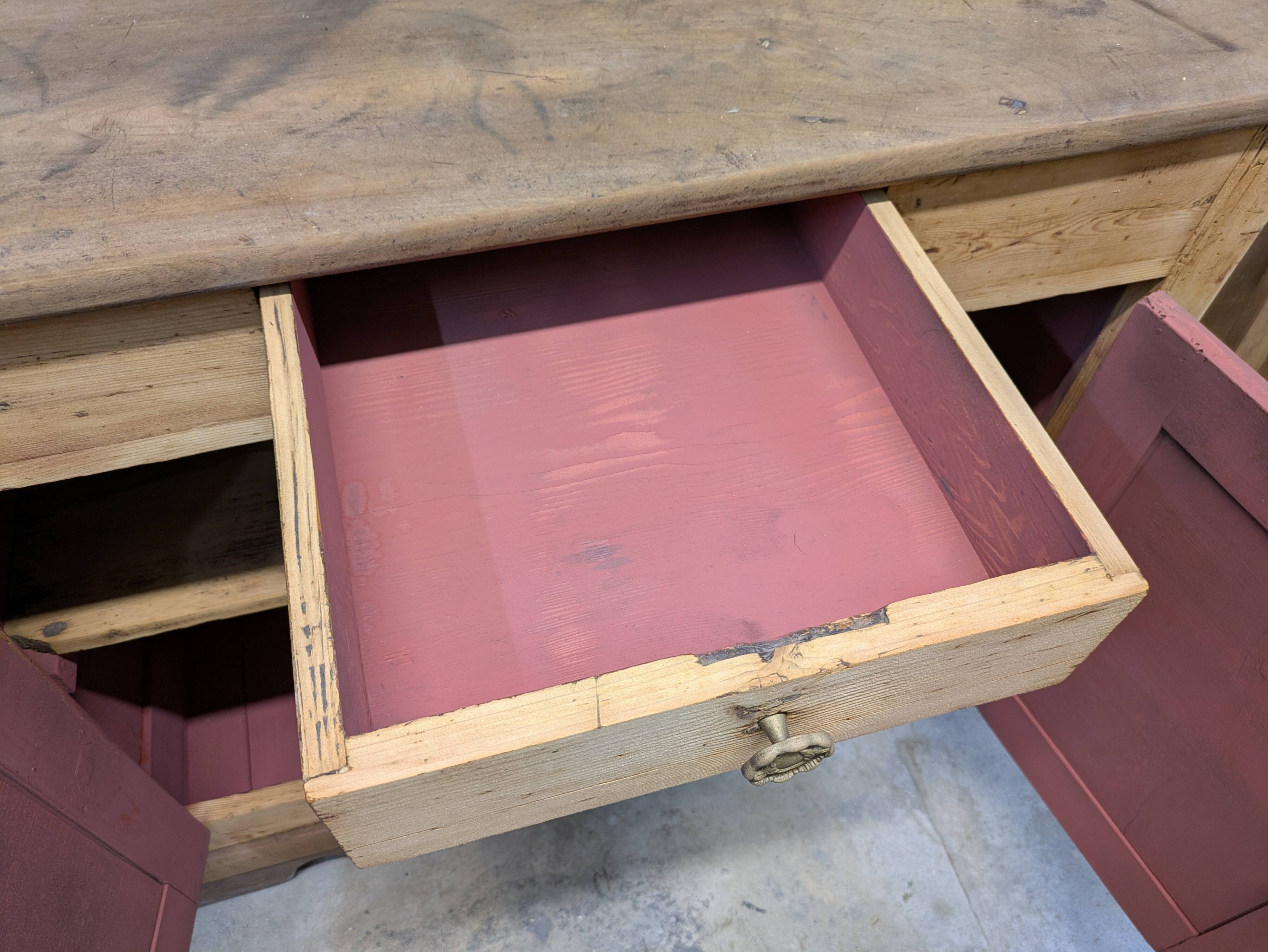 Vintage Raw Wood Buffet Flea Market