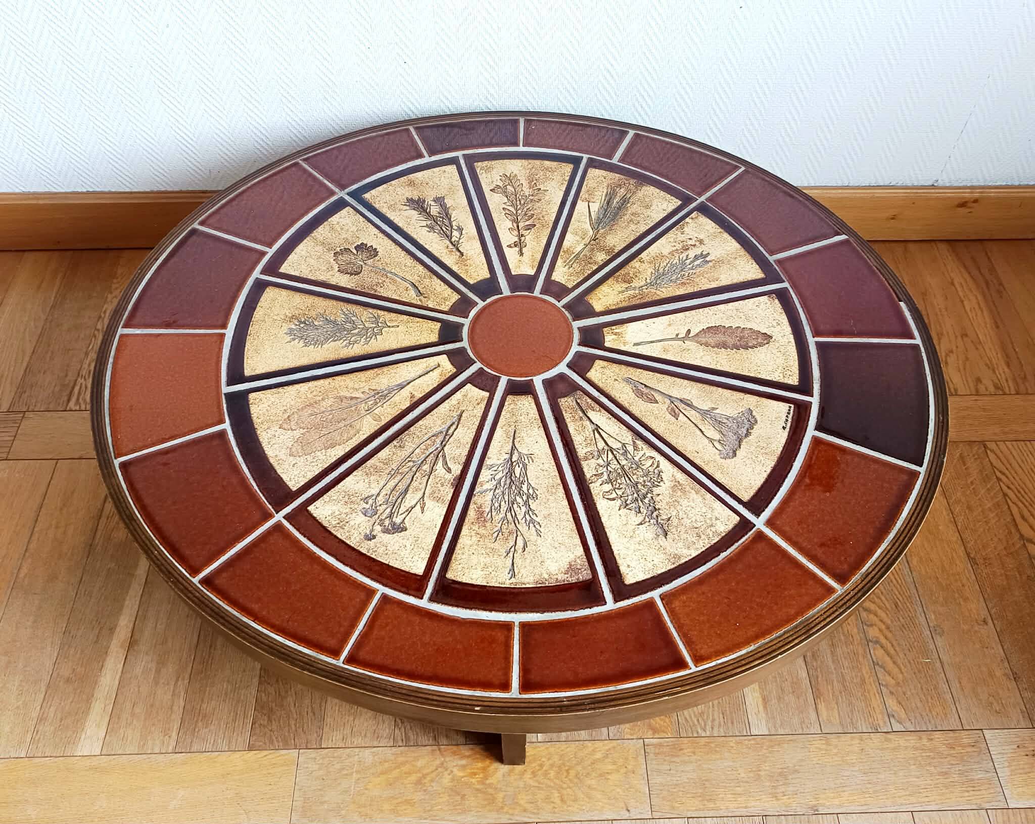 Herbarium coffee table by Roger Capron 1960
