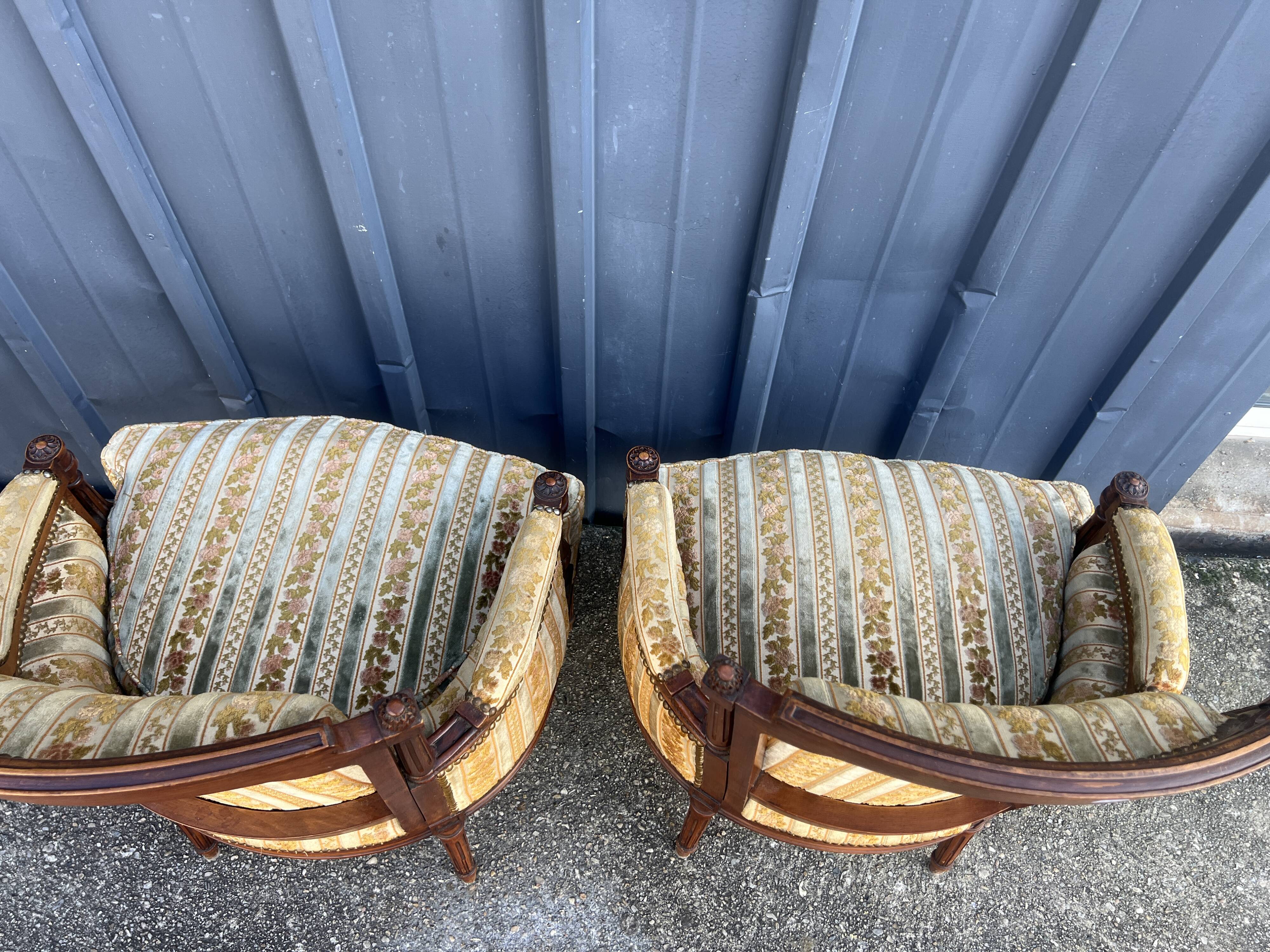 Pair of Louis XVI style armchairs