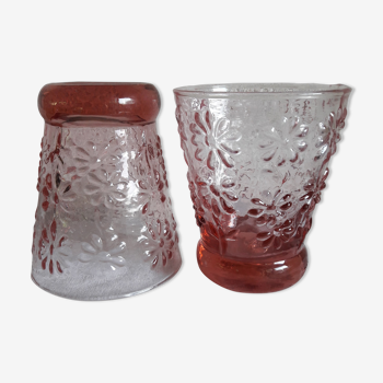 Pink water floral pattern glasses set of 2