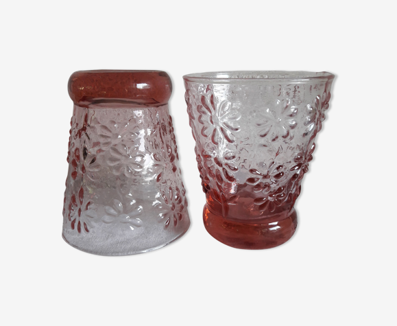 2 Verres eau rose motif floral